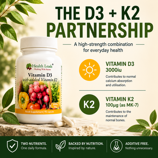 Vitamin D3 3000iu and K2 100mcg x 90 capsules