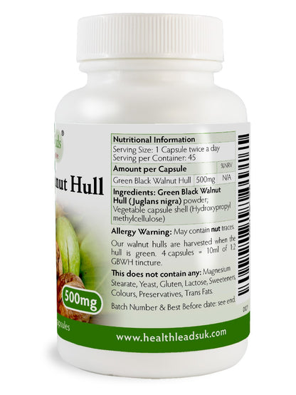 Green Black Walnut Hull 500mg x 90 vegetarian capsules