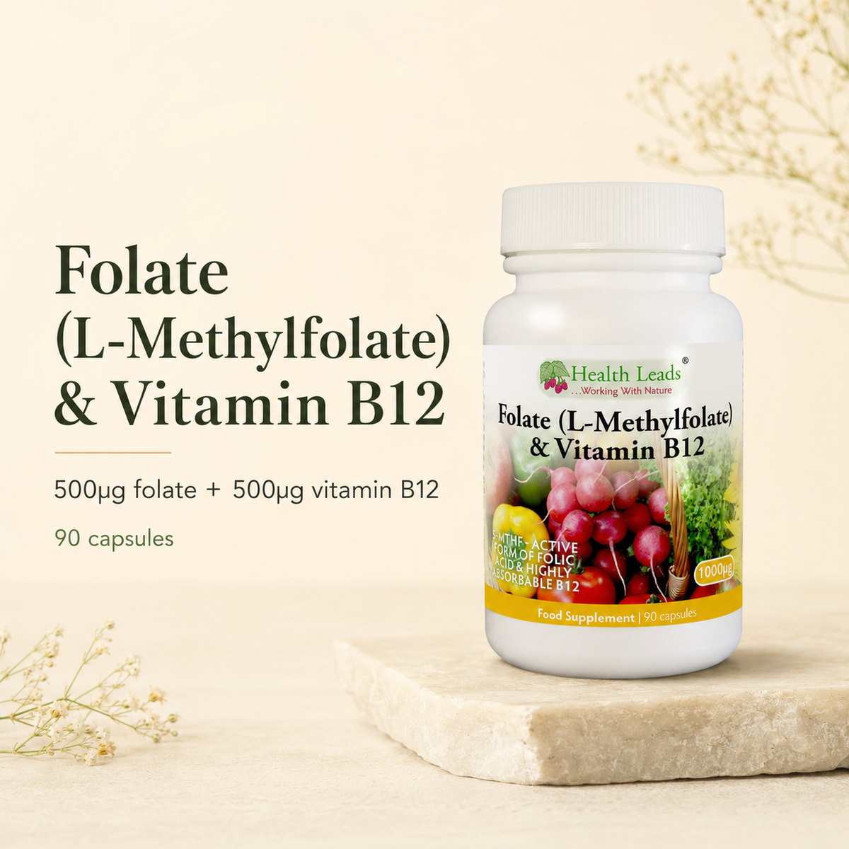 Folate (L-Methylfolate) 400µg x 90 capsules