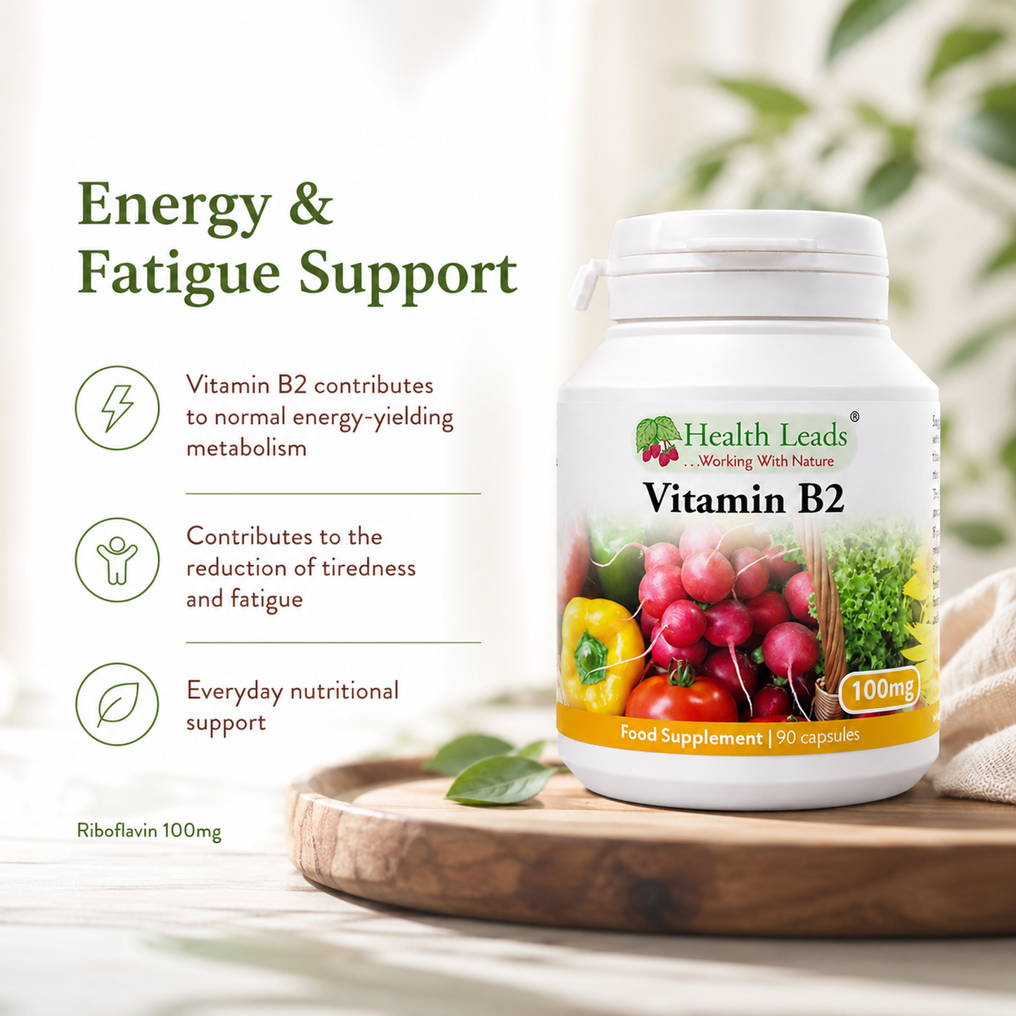 Vitamin B2 (Riboflavin) 100mg x 90 capsules