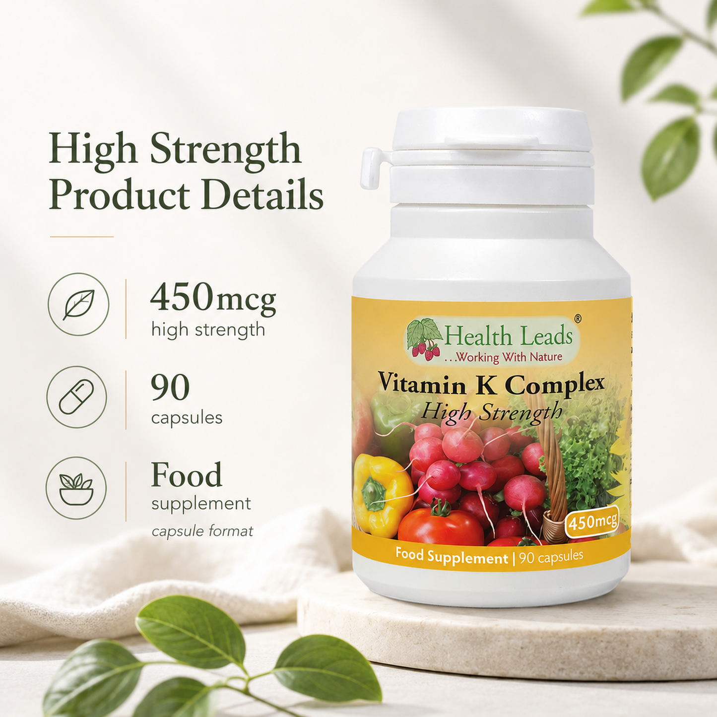 Vitamin K Complex 450mcg (High Strength) x 90 capsules