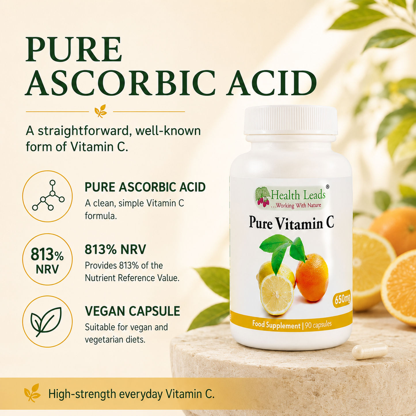 Vitamin C (Ascorbic Acid) 650mg capsules