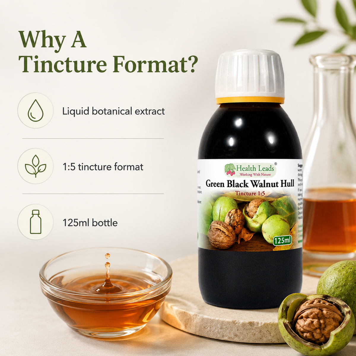 Green Black Walnut Hull 1:5 Tincture 125ml