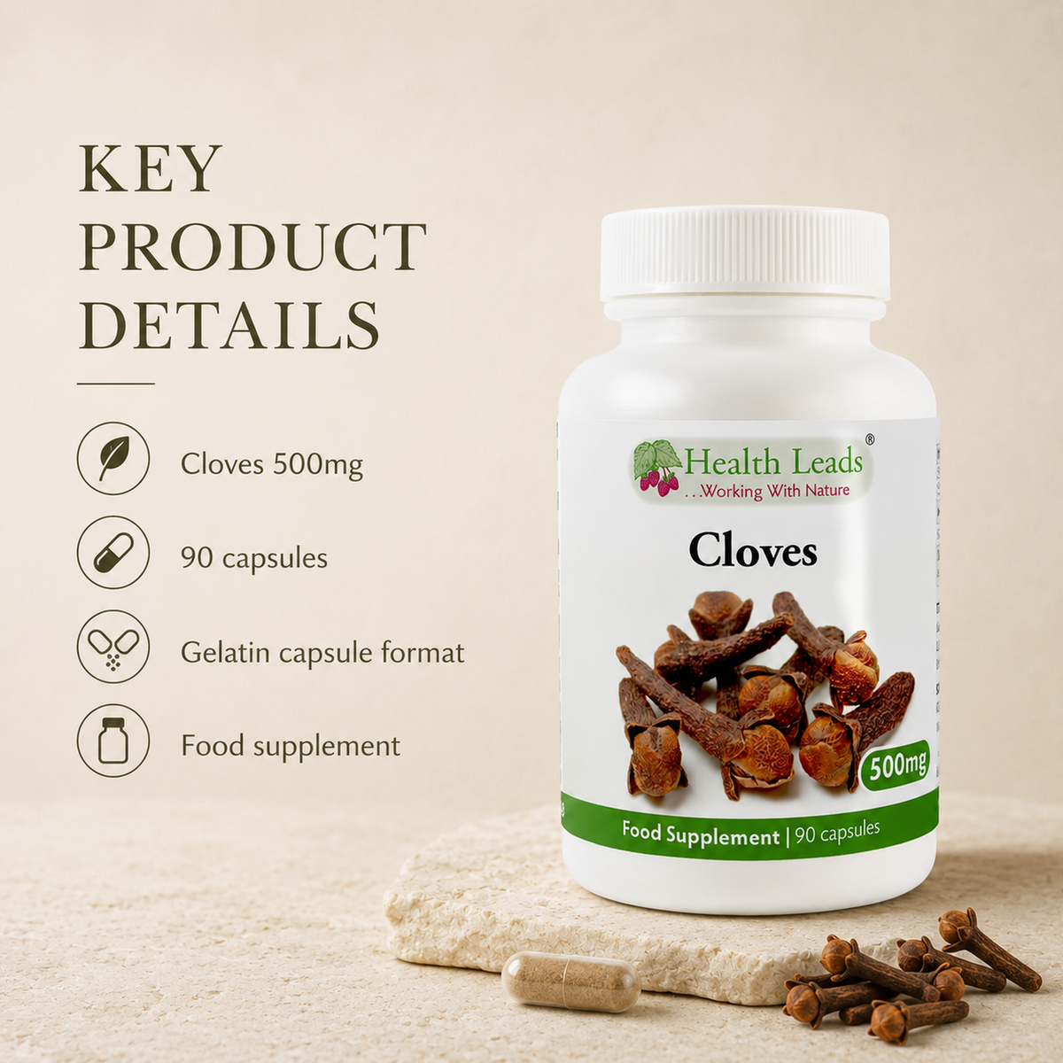 Cloves 500mg x 90 gelatin capsules
