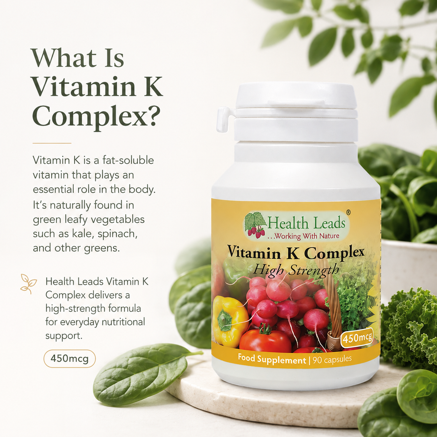 Vitamin K Complex 450mcg (High Strength) x 90 capsules