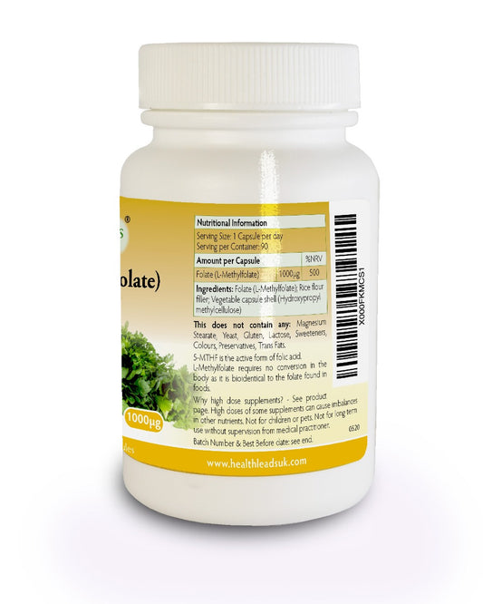 Folate (L-Methylfolate) 1000μg x 90 capsules