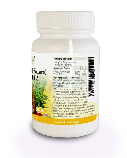 Folate 500mcg & Vitamin B12 500mcg x 90 capsules