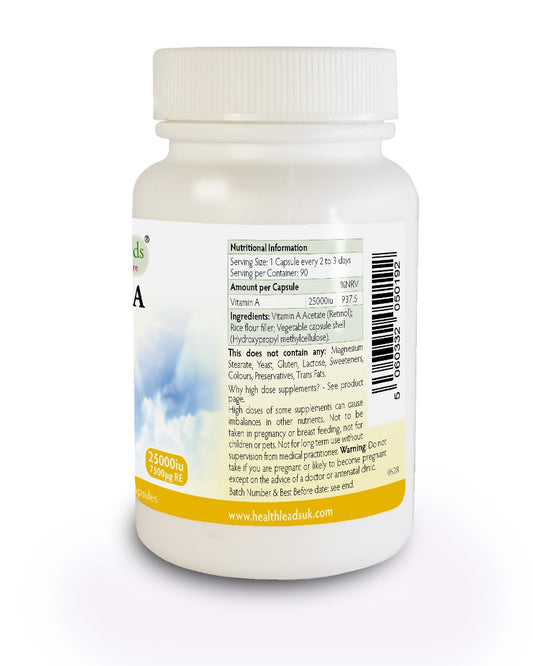 Vitamin A 25,000iu (7500 µg RE) x 90 capsules
