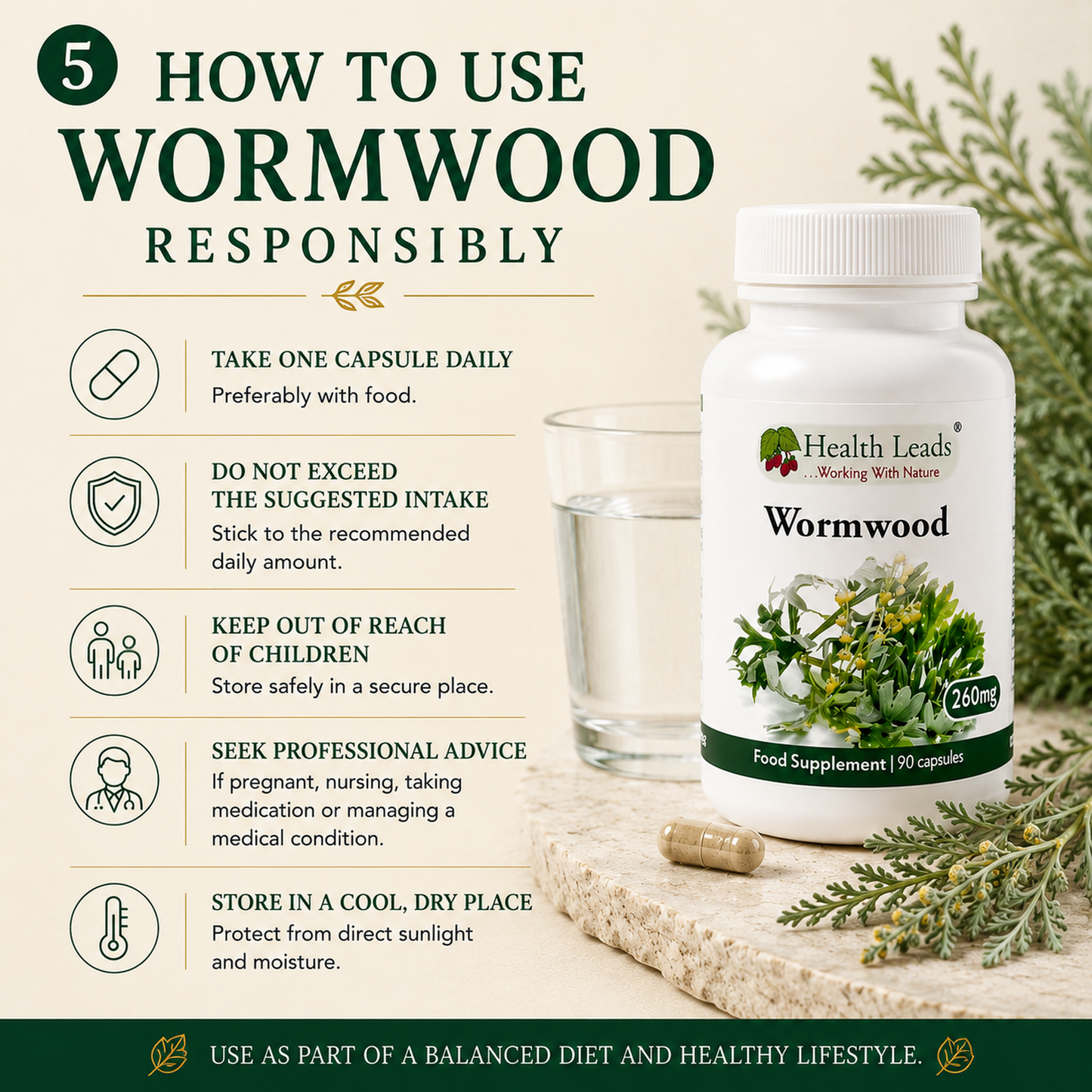 Wormwood 260mg x 90 capsules