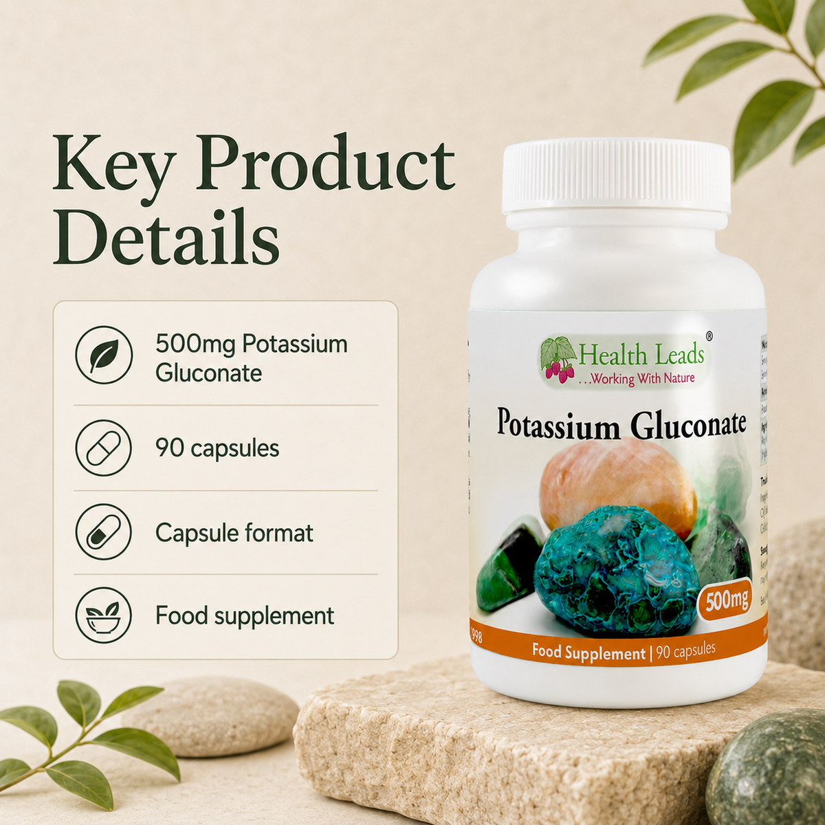 Potassium Gluconate 500mg x 90 capsules