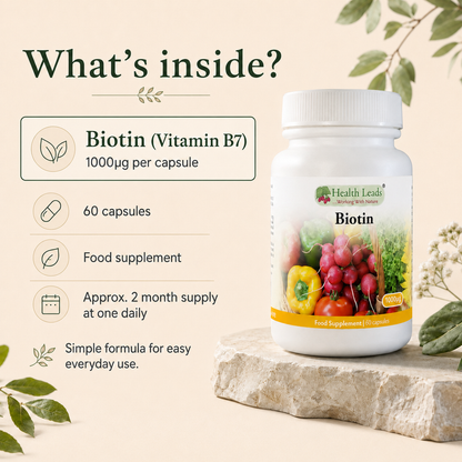 Biotin (Vitamin B7) 1000mcg x 60 capsules