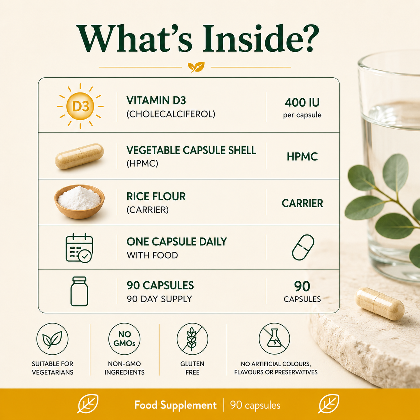 Vitamin D3 (Cholecalciferol) x 90 capsules