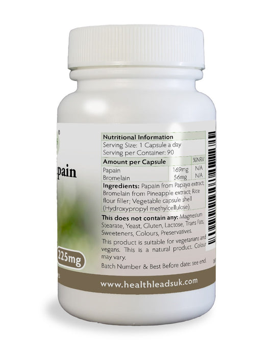 Bromelain 56mg & Papain 169mg x 90 capsules