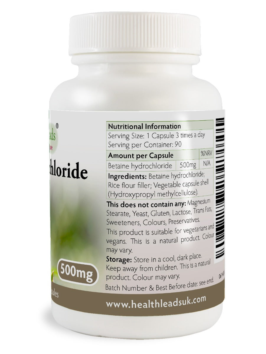 Betaine Hydrochloride 500mg x 90 capsules