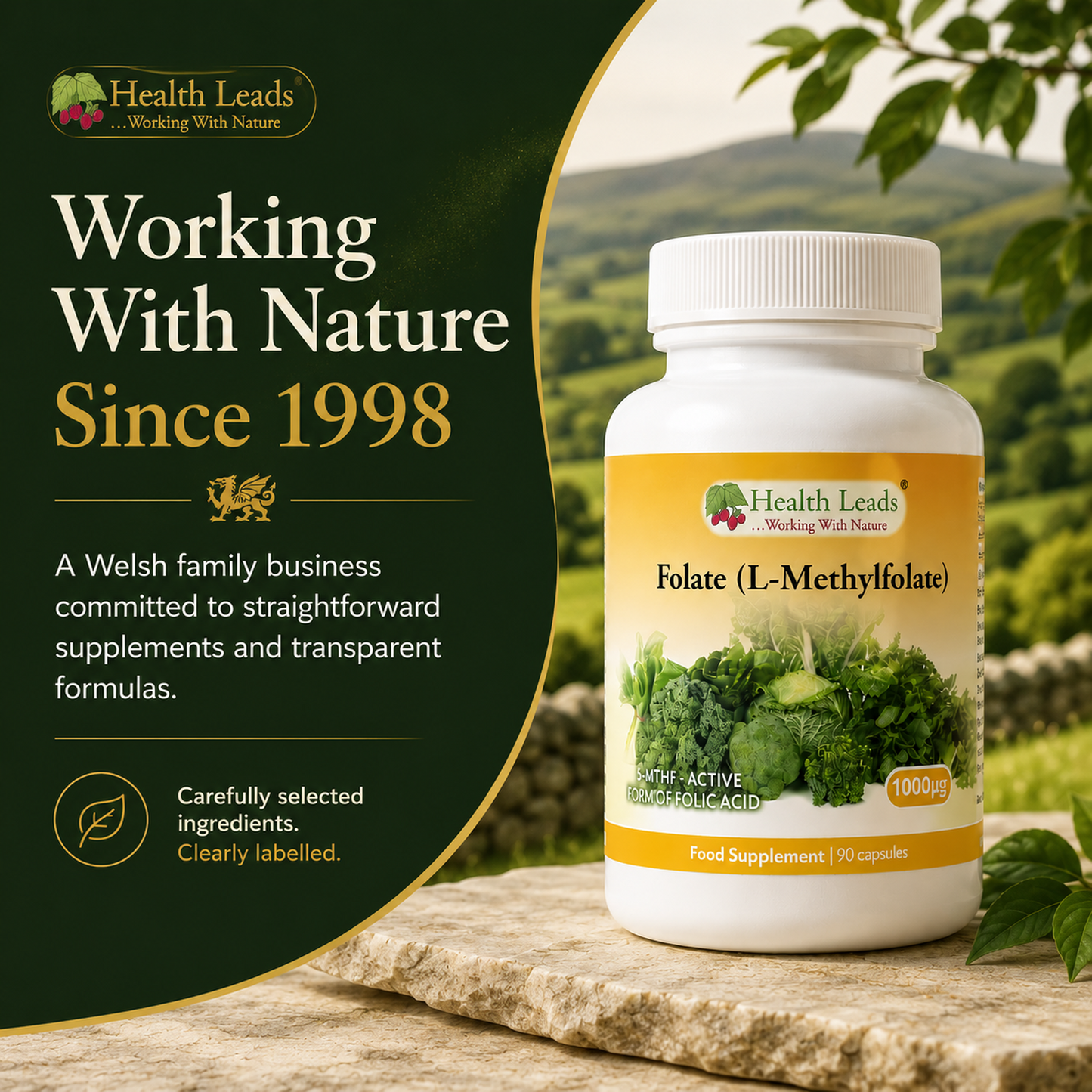 Folate (L-Methylfolate) 1000μg x 90 capsules