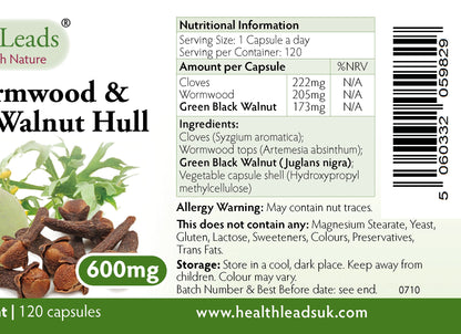 Cloves, Wormwood & Green Black Walnut Hull 600mg
