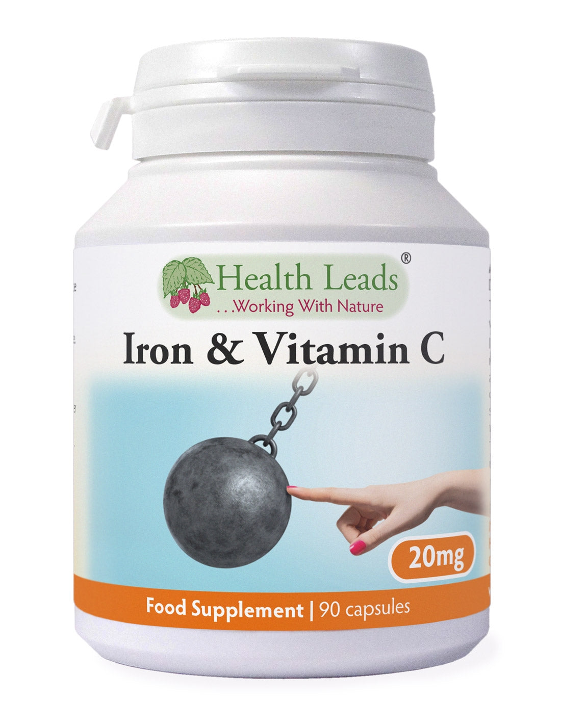 Health Leads UK Iron and Vitamin C 20mg 90 capsules