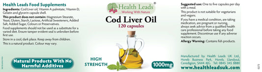Cod Liver Oil 1000mg x 120 capsules (High Strength)