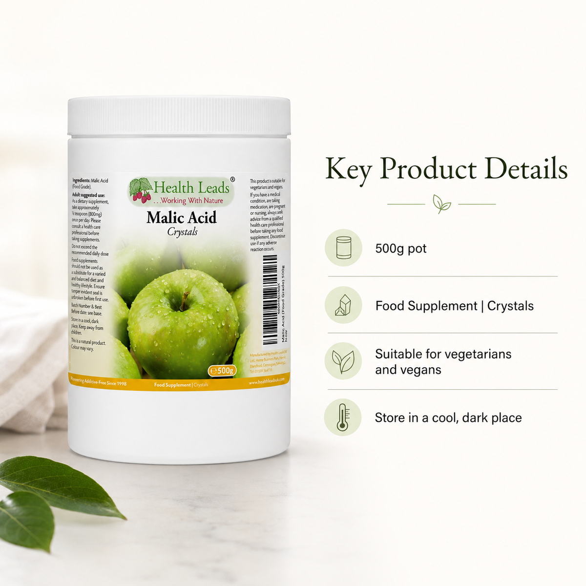 Malic Acid (Food Grade) Powder 500g