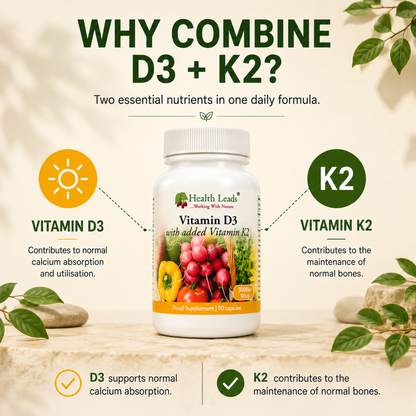 Vitamin D3 3000iu and K2 100mcg x 90 capsules