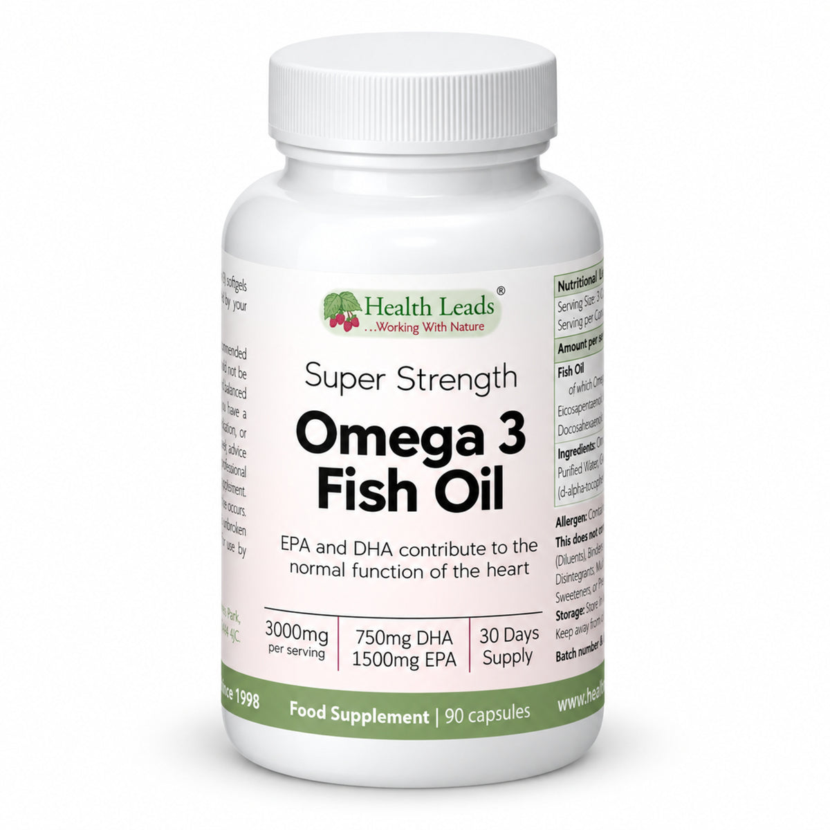 Omega 3 Fish Oil 3000mg | 1500mg EPA & 750mg DHA | 90 Softgels