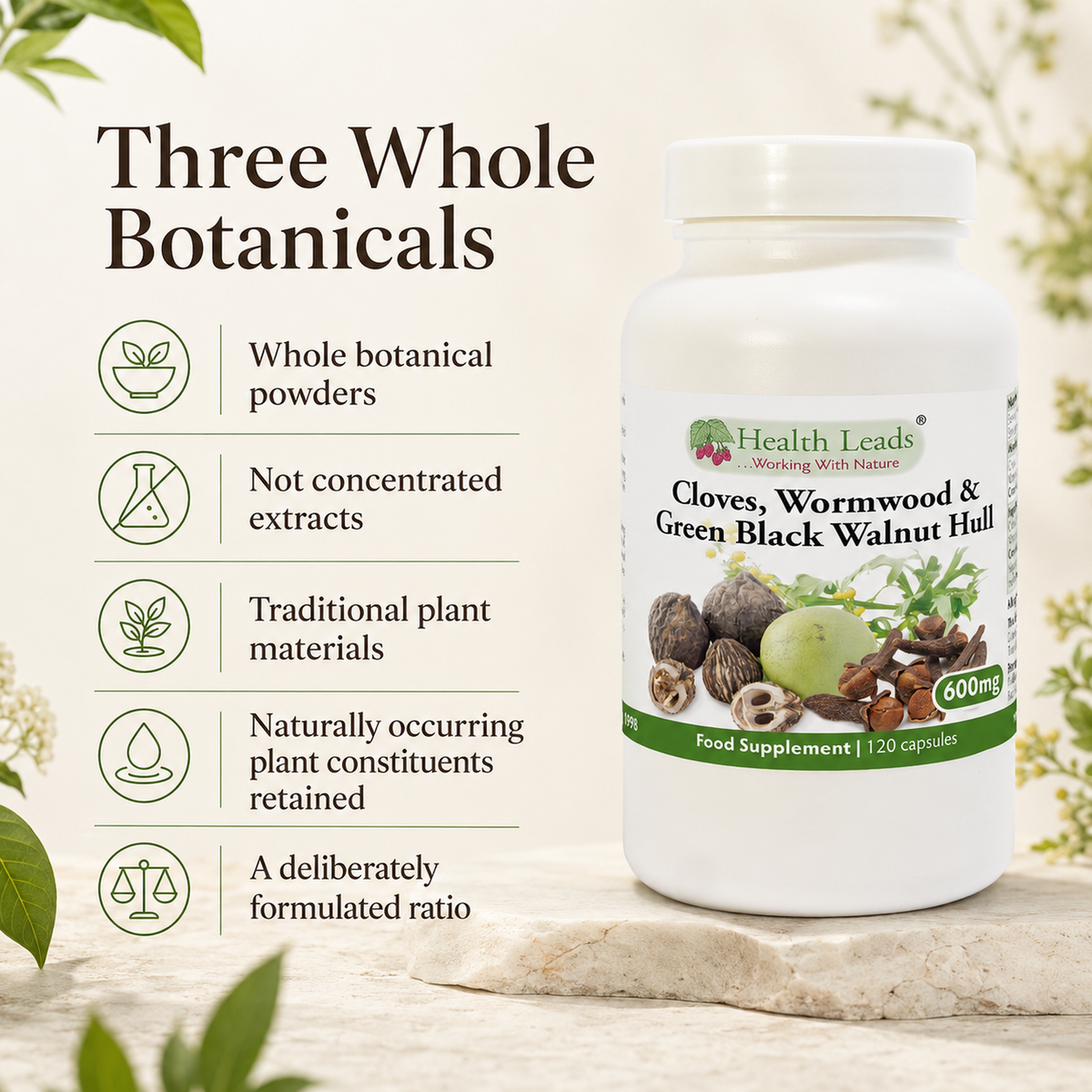 Cloves, Wormwood & Green Black Walnut Hull 600mg