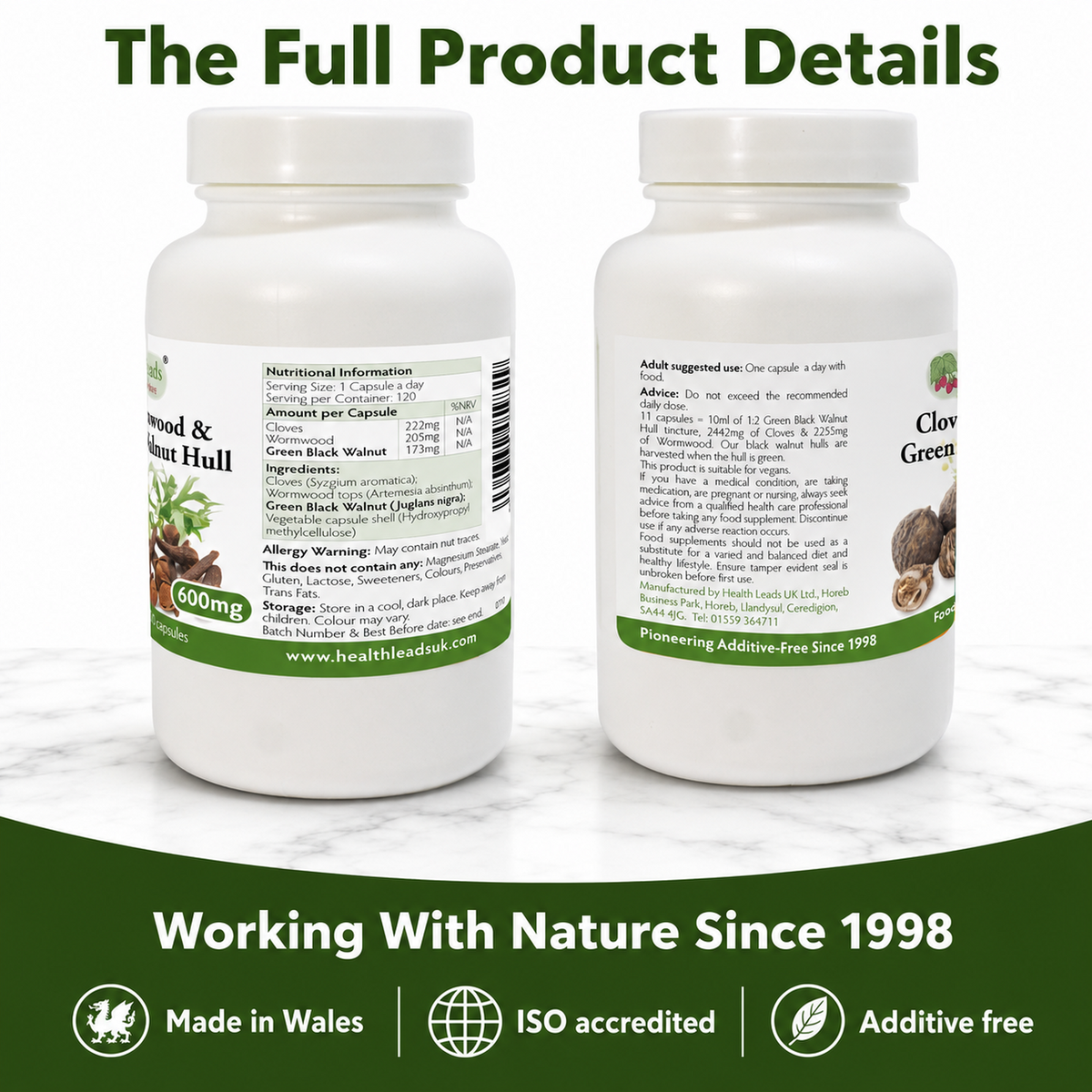 Cloves, Wormwood & Green Black Walnut Hull 600mg