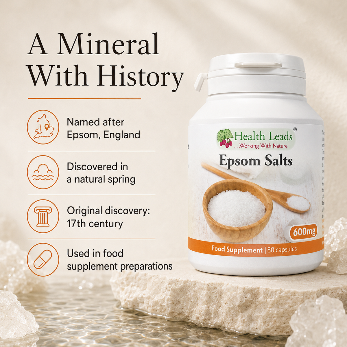 Epsom Salts 600mg x 80 capsules