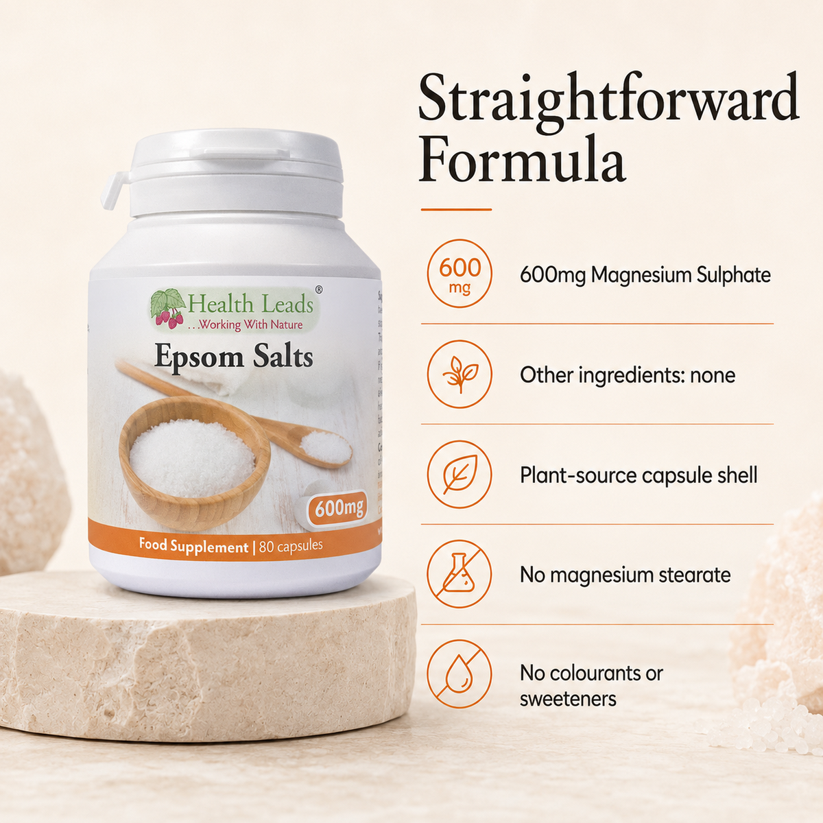 Epsom Salts 600mg x 80 capsules