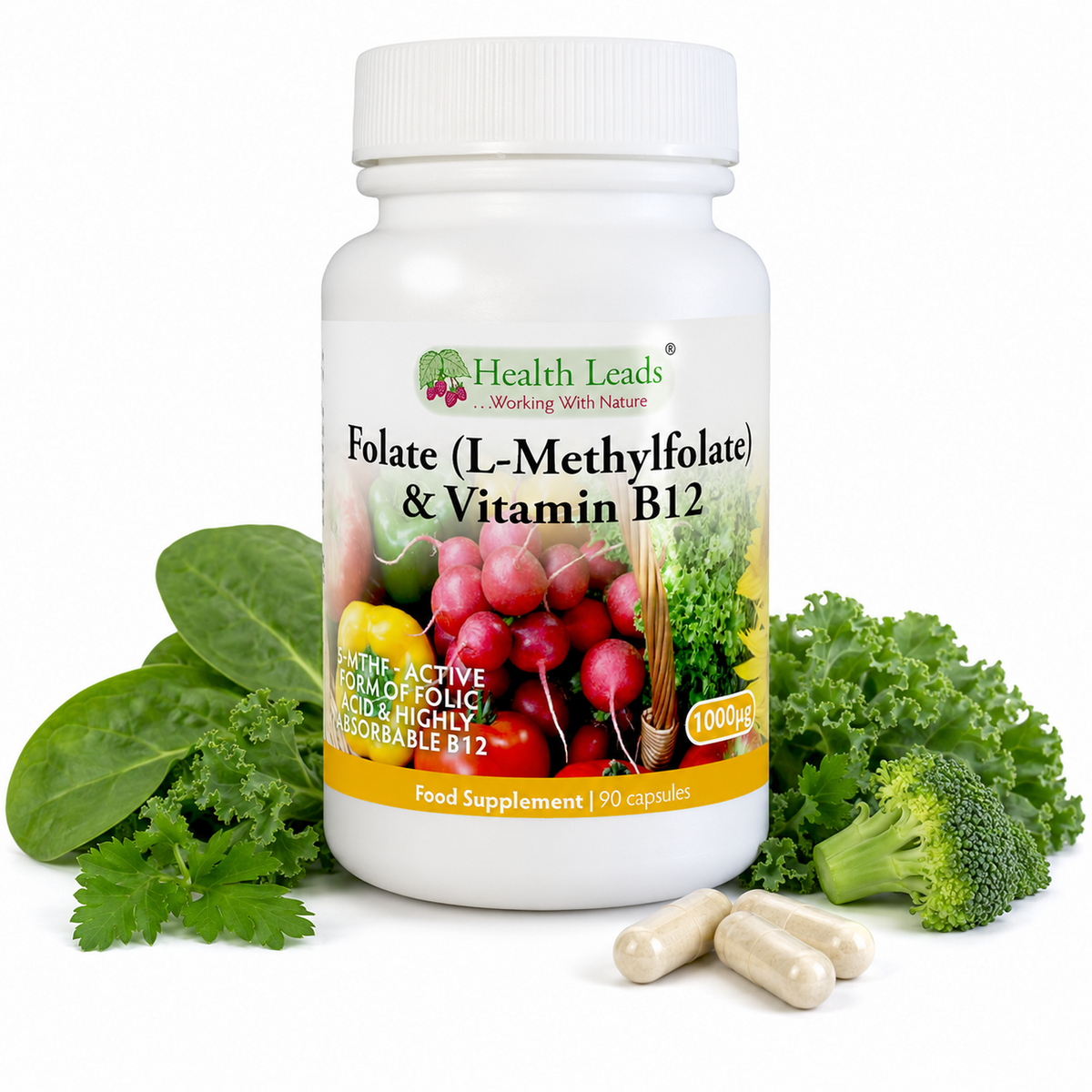 Folate 500mcg & Vitamin B12 500mcg x 90 capsules