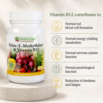 Folate 500mcg & Vitamin B12 500mcg x 90 capsules