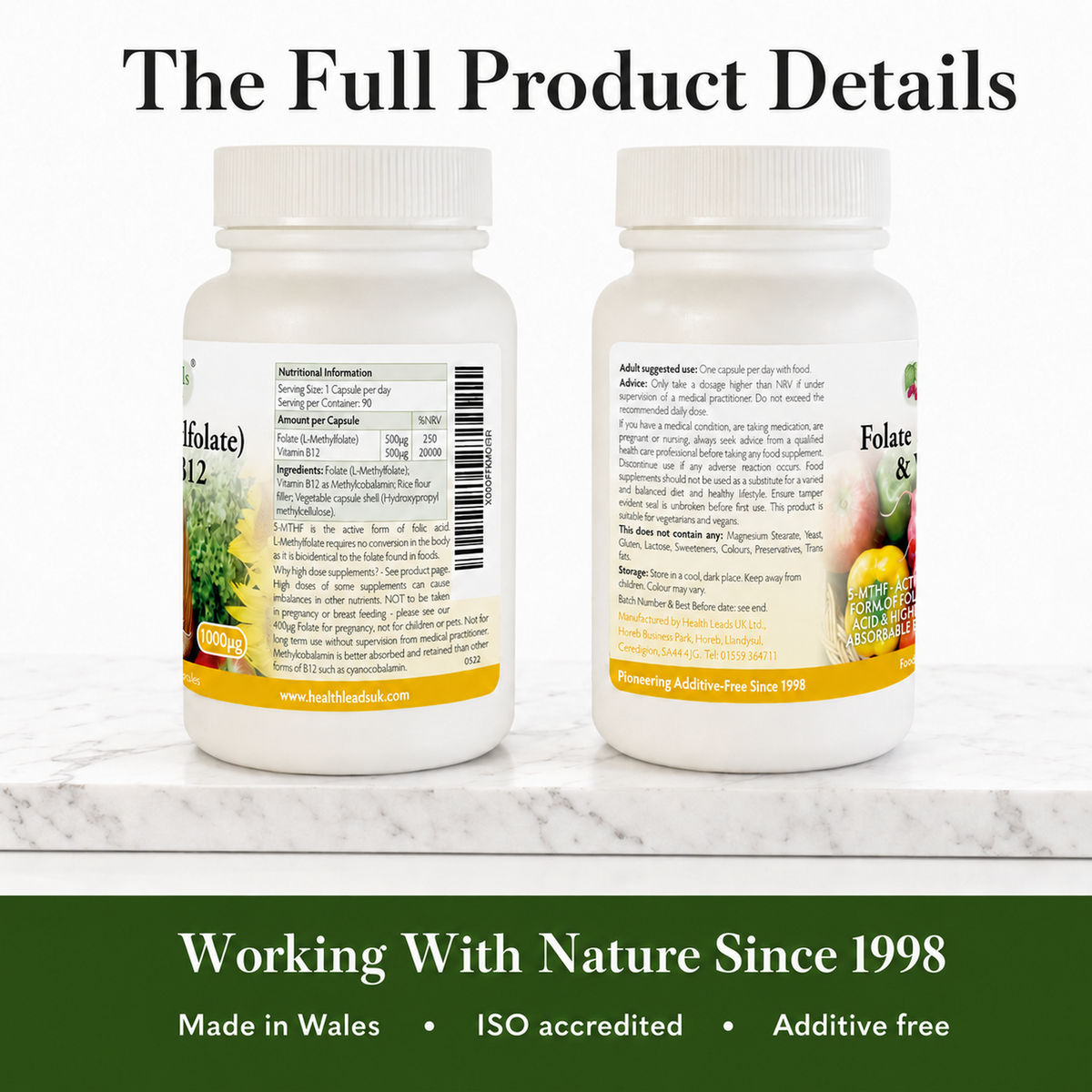 Folate 500mcg & Vitamin B12 500mcg x 90 capsules