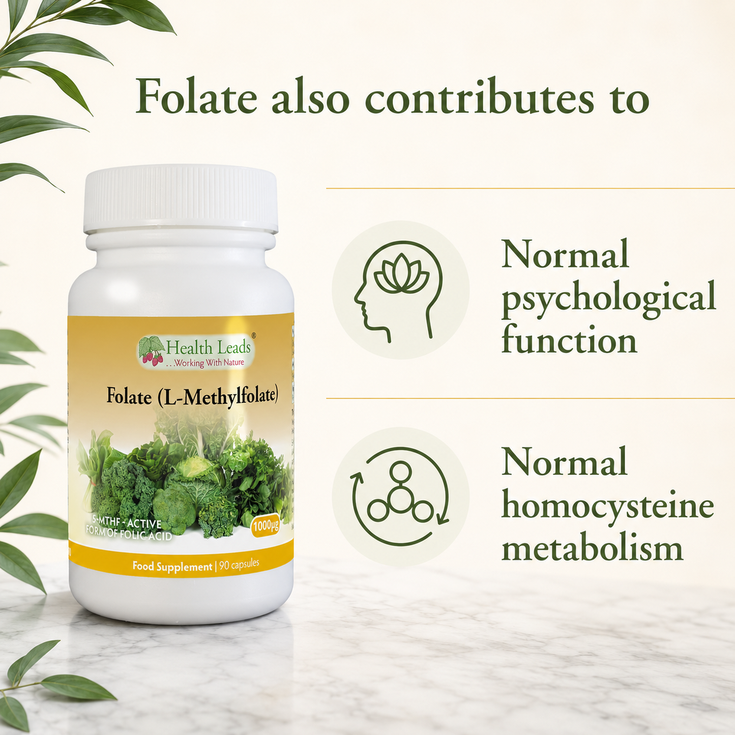 Folate (L-Methylfolate) 1000µg x 90 capsules