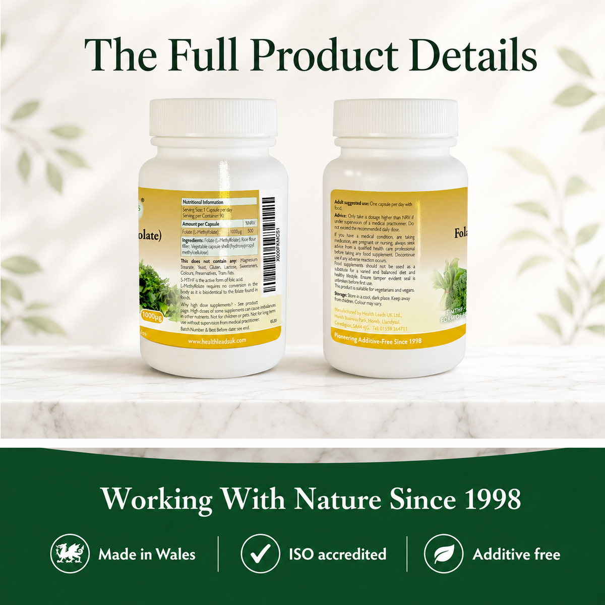 Folate (L-Methylfolate) 1000µg x 90 capsules