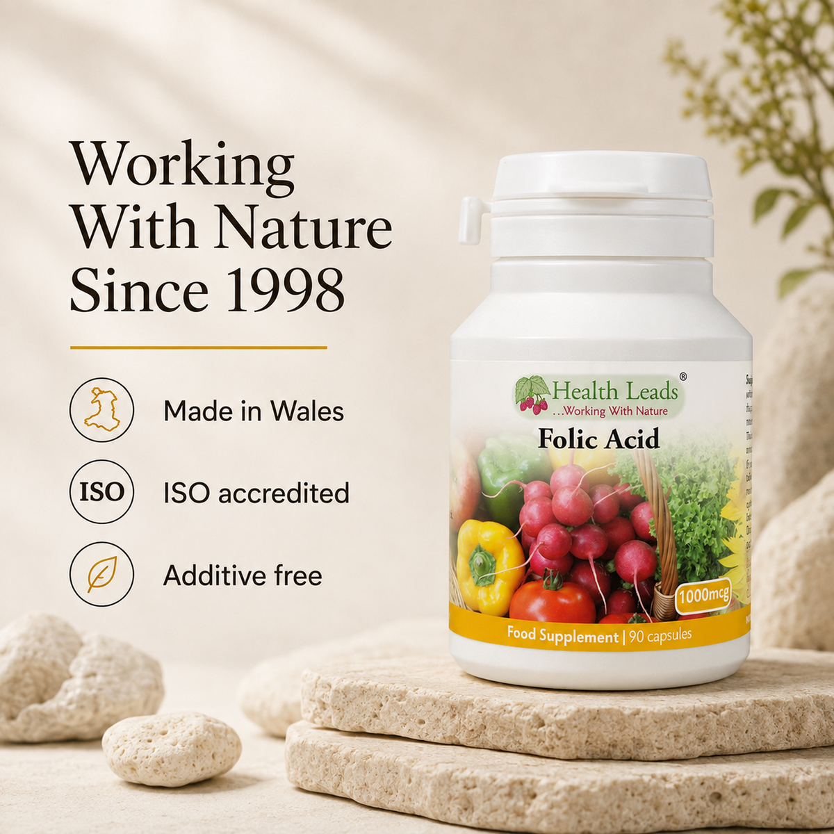 Folic Acid (Vitamin B9) 1000mcg x 90 capsules