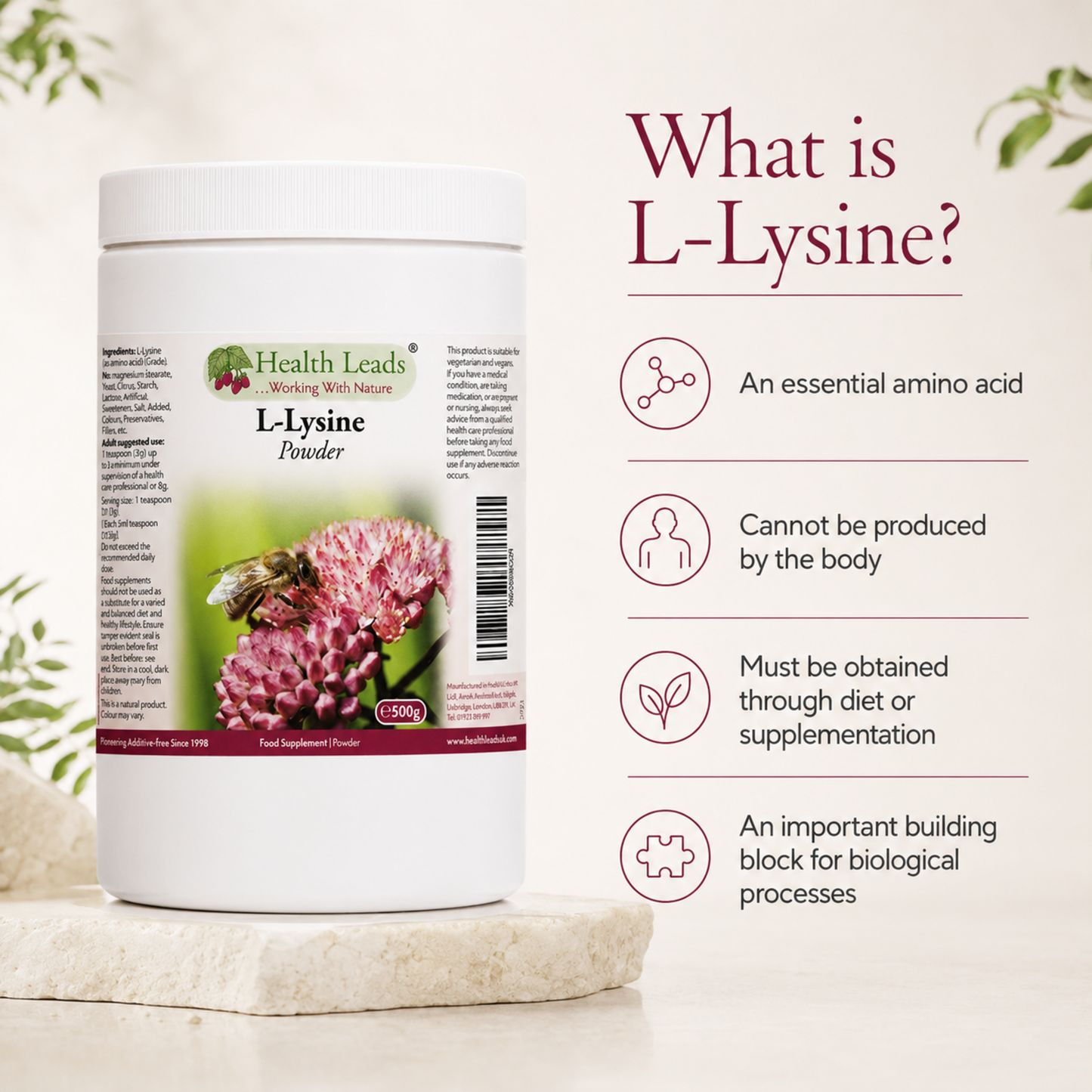 L-Lysine Pharmaceutical Grade Powder 500g
