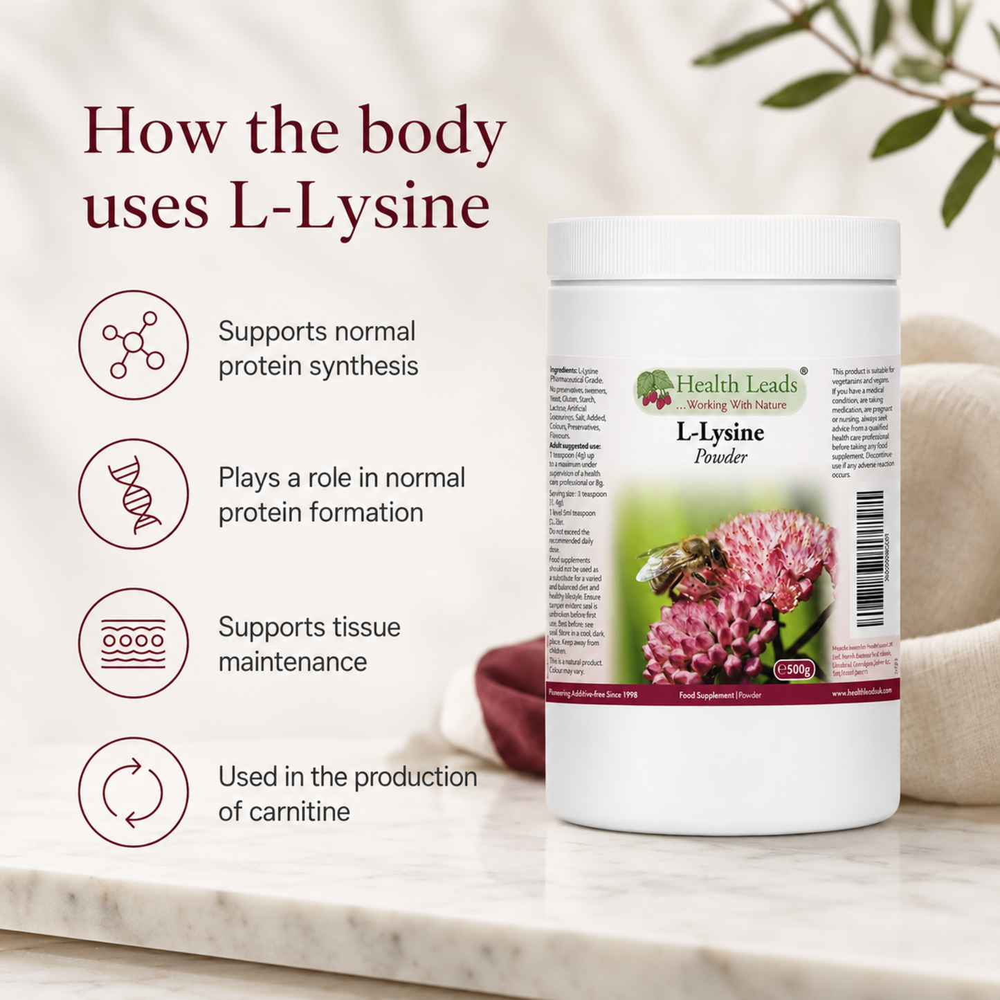 L-Lysine Pharmaceutical Grade Powder 500g