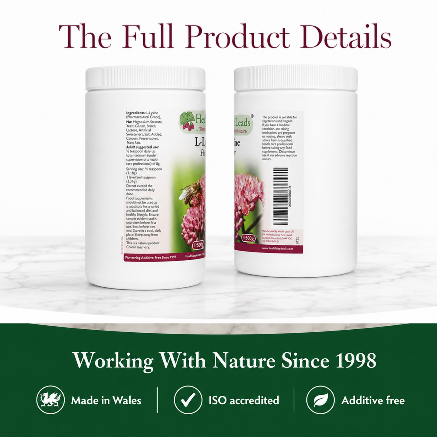 L-Lysine Pharmaceutical Grade Powder 500g