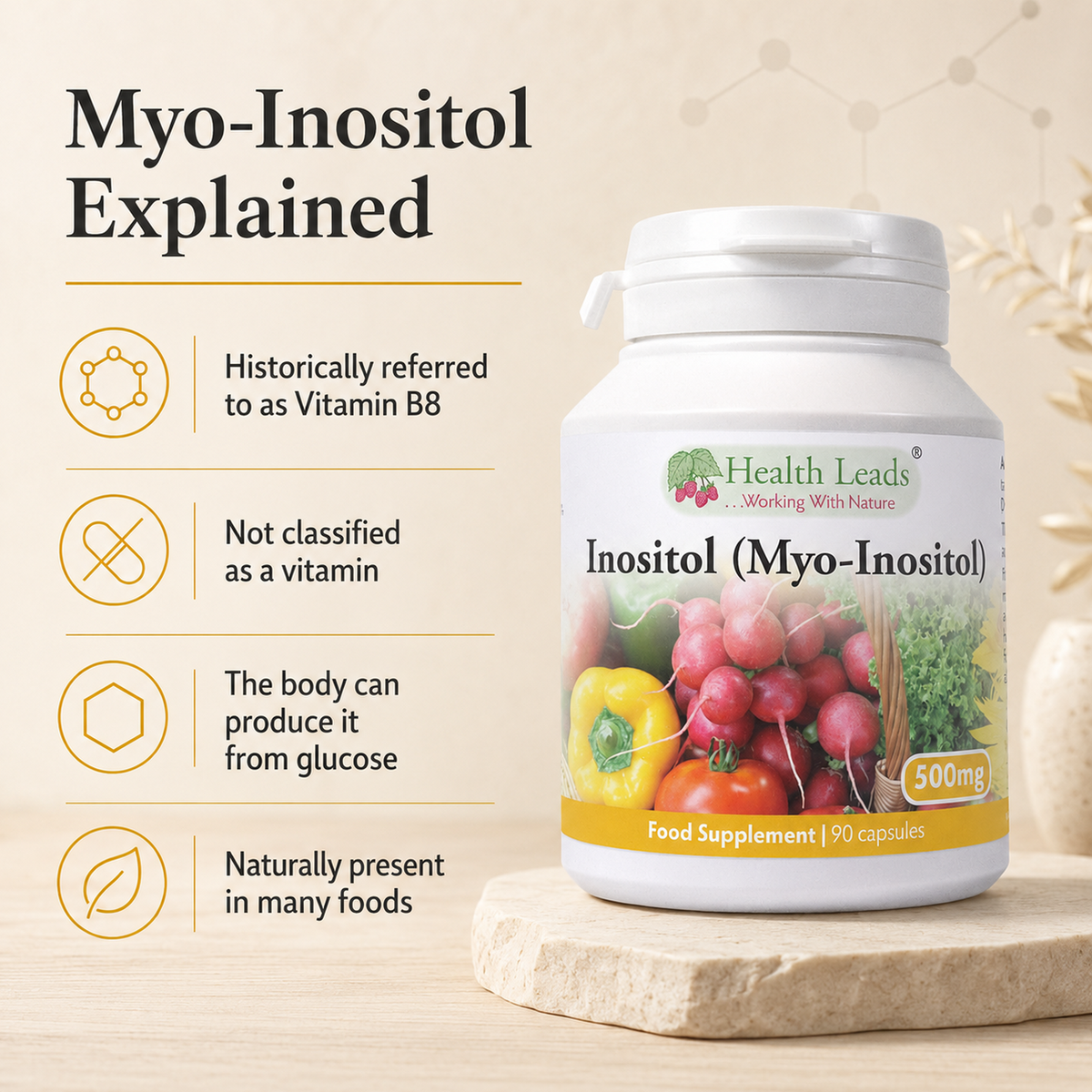 Inositol (Myo-Inositol) 500mg x 90 capsules