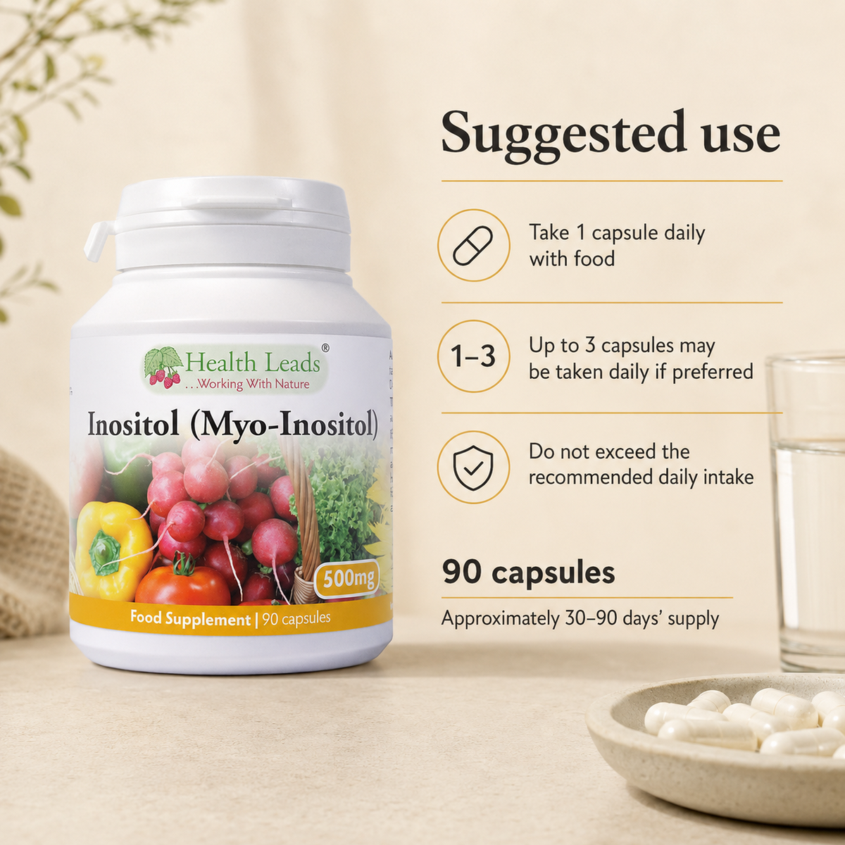 Inositol (Myo-Inositol) 500mg x 90 capsules