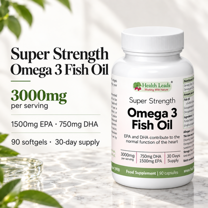 Omega 3 Fish Oil 3000mg | 1500mg EPA & 750mg DHA | 90 Softgels