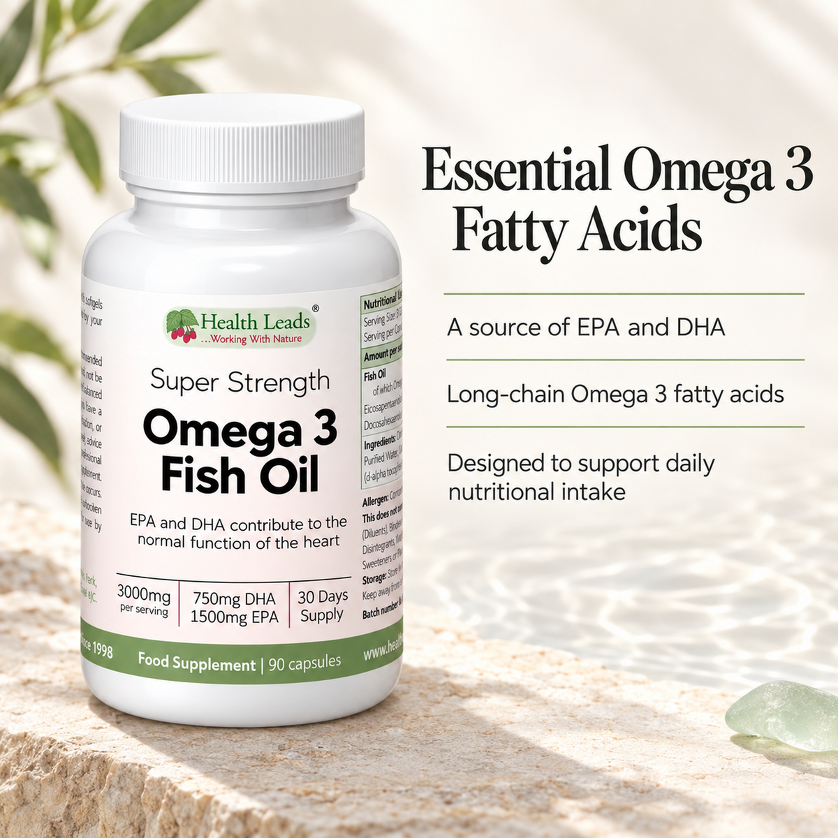Omega 3 Fish Oil 3000mg | 1500mg EPA & 750mg DHA | 90 Softgels