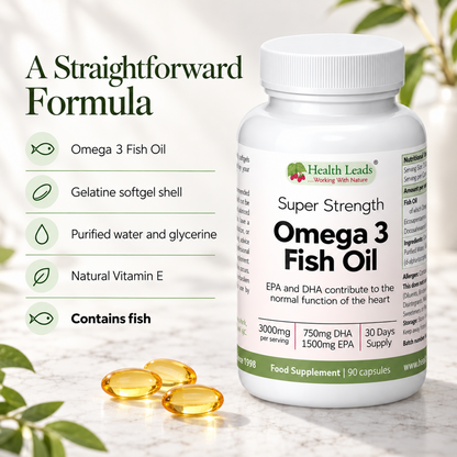 Omega 3 Fish Oil 3000mg | 1500mg EPA & 750mg DHA | 90 Softgels