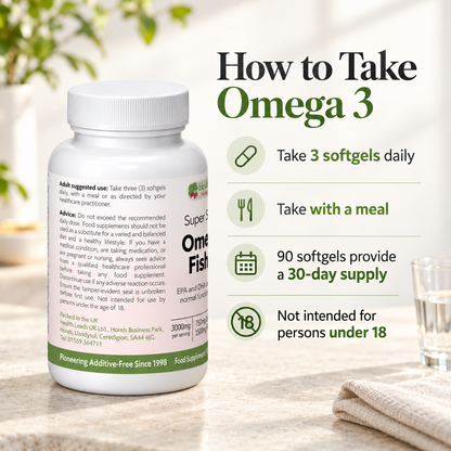 Omega 3 Fish Oil 3000mg | 1500mg EPA & 750mg DHA | 90 Softgels