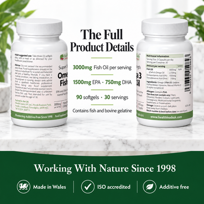 Omega 3 Fish Oil 3000mg | 1500mg EPA & 750mg DHA | 90 Softgels